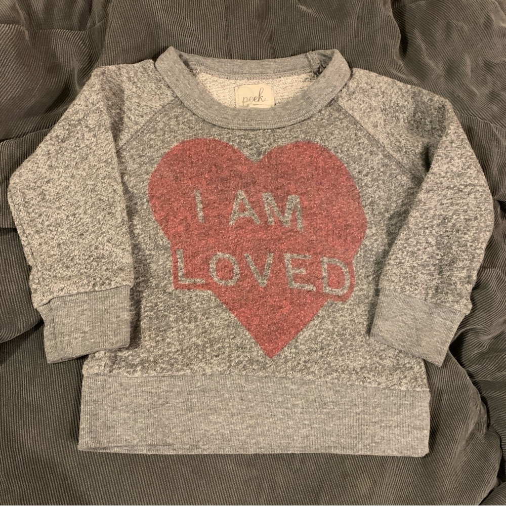 Peek I Am Loved Long Sleeve Shirt Graphic Top Baby Girl Size 6 12 Months